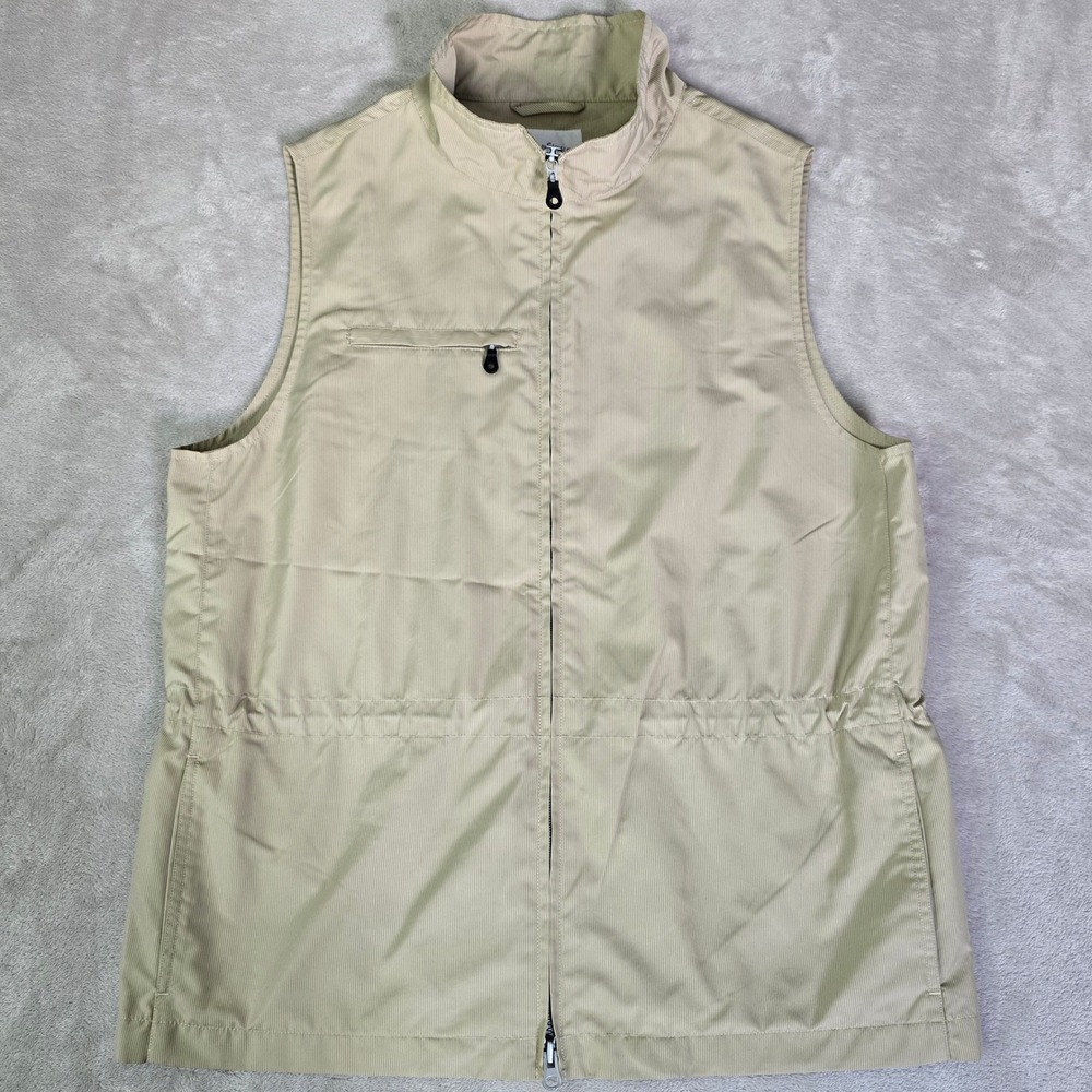 Cutter & Buck Womens Golf Vest Tan Cream Full Zip‎ Mesh Lined Size M Drawstring